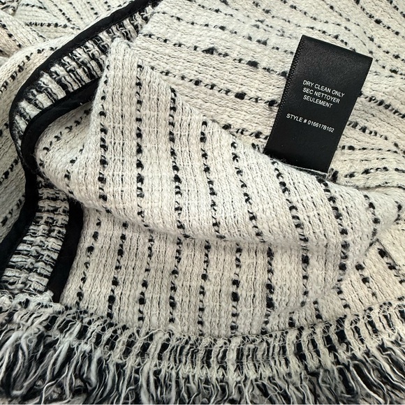 Rebecca Taylor Boucle Tweed Top 3/4 Sleeves Black White Cotton Blend Size 8 - Picture 11 of 15